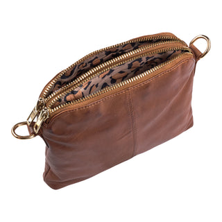 ORCHID crossbody clutch - Dark Cognac