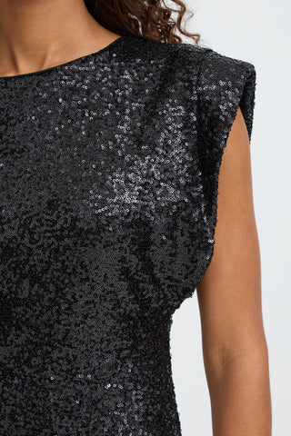 FAUCA SORT pailletkjole