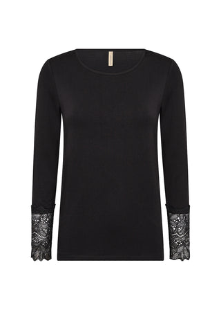 Sort langærmet MARICA shirt med blonde på ærmet