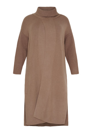 Lang cardigan-poncho i Camel