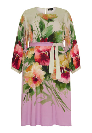 Smuk rosa kjole med 3/4 puff ærme