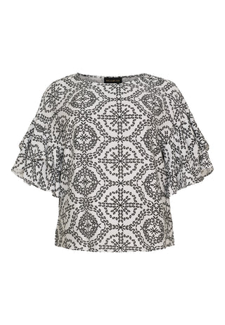 BLUSE med dobbeltlag ærme - White/Black