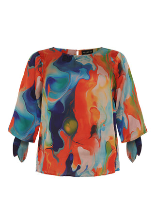 Multifarvet BLUSE med 3/4 ærme