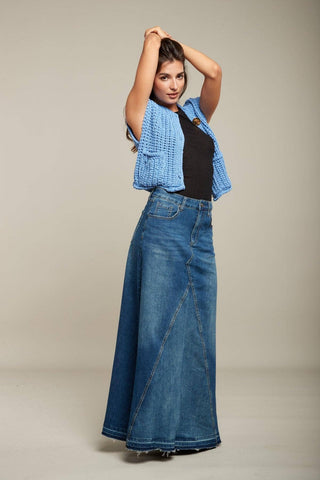 JANE Maxilang denim nederdel