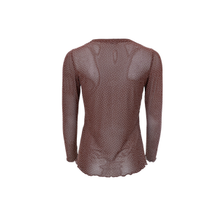 ALEXIS mesh bluse med sten - coffee