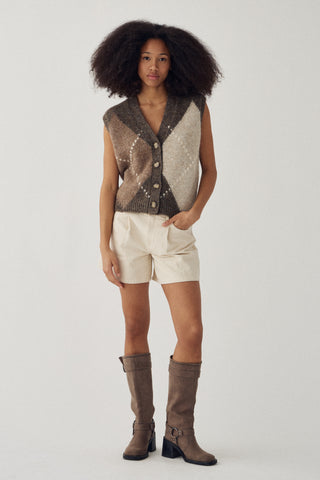 LAIANA KNIT Vest - Ash Brown Mix