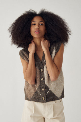 LAIANA KNIT Vest - Ash Brown Mix