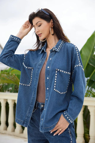 Jewelly denim skjorte med nitter