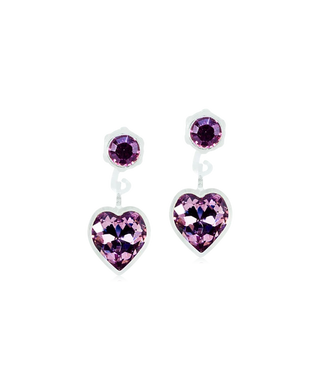 Pendant Heart Øreringe, Light Amethyst