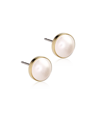 GT Bezel Pearl Øreringe 8 mm, White