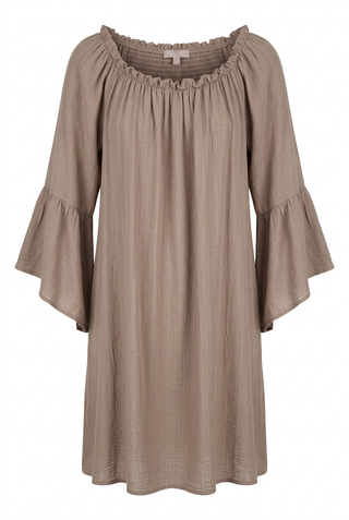 LINA SOLID DRESS - Fango